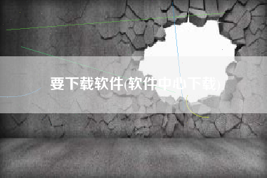要下载软件(软件中心下载)