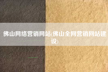 佛山网络营销网站(佛山全网营销网站建设)