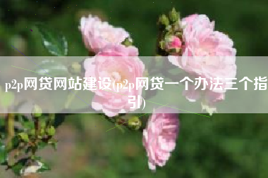 p2p网贷网站建设(p2p网贷一个办法三个指引)