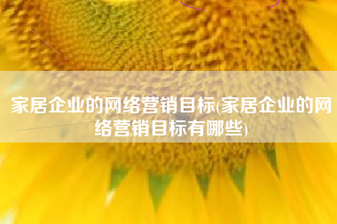 家居企业的网络营销目标(家居企业的网络营销目标有哪些)