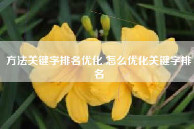 方法关键字排名优化 怎么优化关键字排名