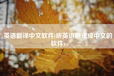 英语翻译中文软件(听英语翻译成中文的软件)