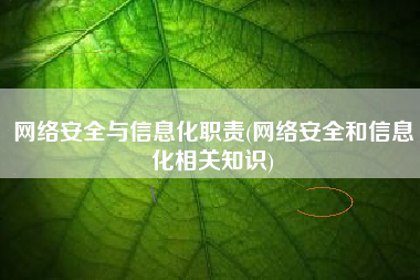 网络安全与信息化职责(网络安全和信息化相关知识)