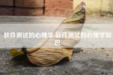 软件测试的心理学 软件测试的心理学知识