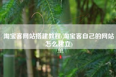淘宝客网站搭建教程(淘宝客自己的网站怎么建立)