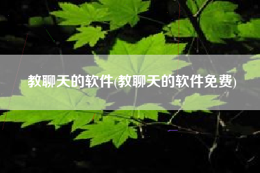 教聊天的软件(教聊天的软件免费)