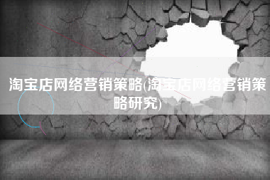 淘宝店网络营销策略(淘宝店网络营销策略研究)