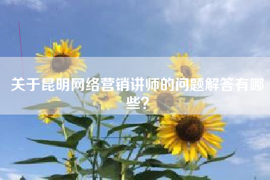 关于昆明网络营销讲师的问题解答有哪些？