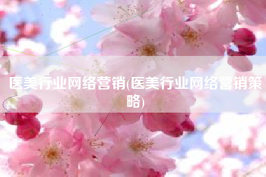 医美行业网络营销(医美行业网络营销策略)