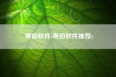 寄拍软件(寄拍软件推荐)