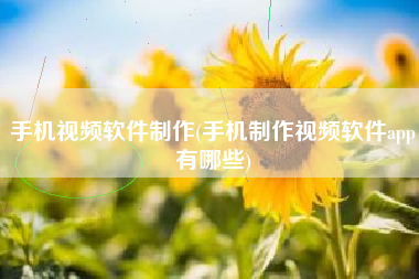 手机视频软件制作(手机制作视频软件app有哪些)