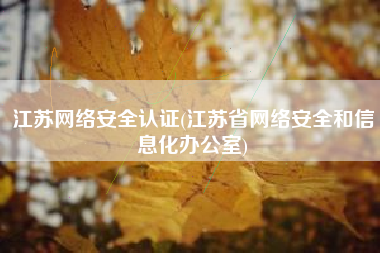 江苏网络安全认证(江苏省网络安全和信息化办公室)