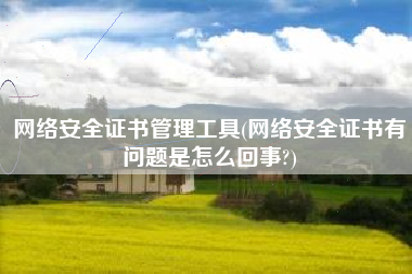 网络安全证书管理工具(网络安全证书有问题是怎么回事?)
