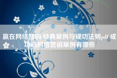 赢在网络营销:经典案例与成功法则pdf 成功的网络营销案例有哪些