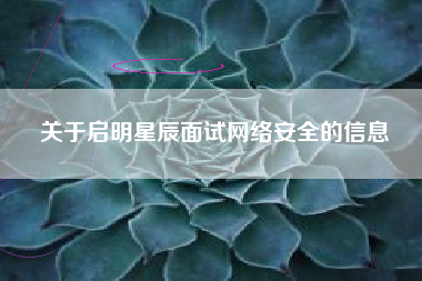 关于启明星辰面试网络安全的信息