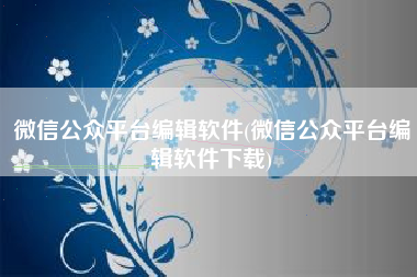 微信公众平台编辑软件(微信公众平台编辑软件下载)