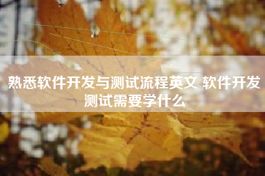 熟悉软件开发与测试流程英文 软件开发测试需要学什么