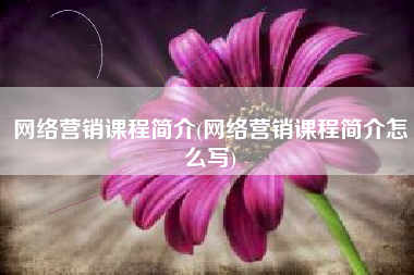 网络营销课程简介(网络营销课程简介怎么写)
