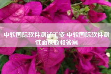 中软国际软件测试工资 中软国际软件测试面试题和答案