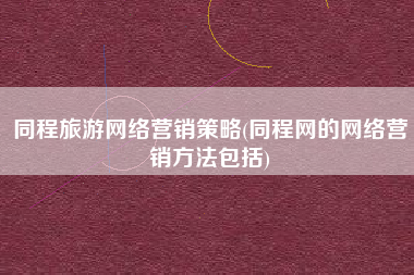 同程旅游网络营销策略(同程网的网络营销方法包括)