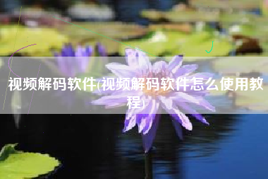 视频解码软件(视频解码软件怎么使用教程)