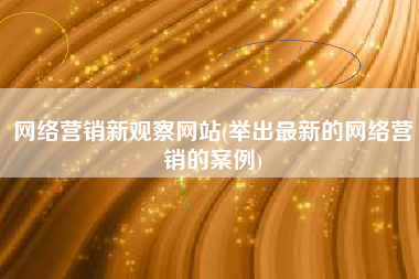 网络营销新观察网站(举出最新的网络营销的案例)
