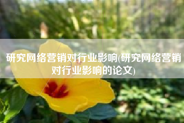 研究网络营销对行业影响(研究网络营销对行业影响的论文)