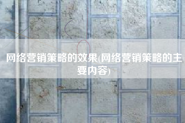 网络营销策略的效果(网络营销策略的主要内容)