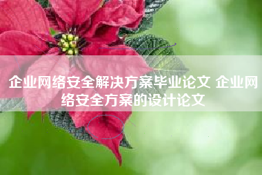 企业网络安全解决方案毕业论文 企业网络安全方案的设计论文
