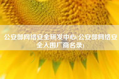 公安部网络安全研发中心(公安部网络安全入围厂商名录)