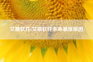 艾融软件(艾融软件未来暴涨原因)
