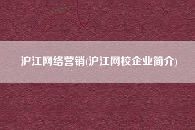 沪江网络营销(沪江网校企业简介)