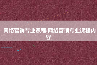 网络营销专业课程(网络营销专业课程内容)