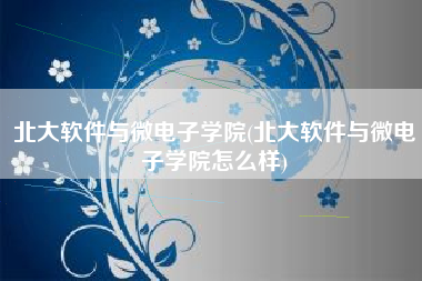 北大软件与微电子学院(北大软件与微电子学院怎么样)