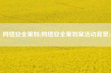 网络安全策划(网络安全策划案活动背景)