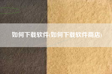 如何下载软件(如何下载软件商店)