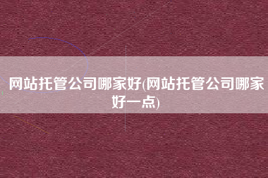 网站托管公司哪家好(网站托管公司哪家好一点)