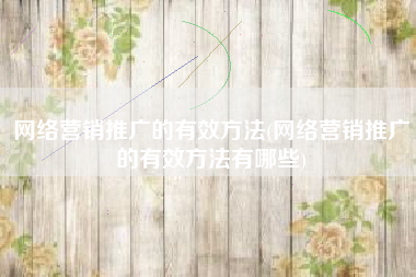 网络营销推广的有效方法(网络营销推广的有效方法有哪些)