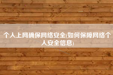 个人上网确保网络安全(如何保障网络个人安全信息)