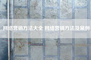 网络营销方法大全 网络营销方法及案例