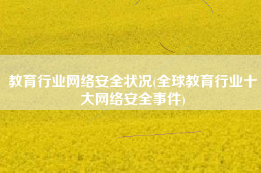 教育行业网络安全状况(全球教育行业十大网络安全事件)