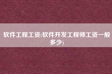 软件工程工资(软件开发工程师工资一般多少)