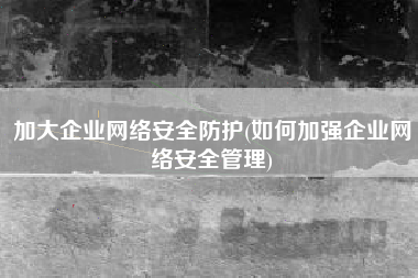 加大企业网络安全防护(如何加强企业网络安全管理)
