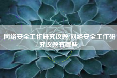 网络安全工作研究议题(网络安全工作研究议题有哪些)