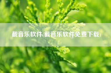 截音乐软件(截音乐软件免费下载)