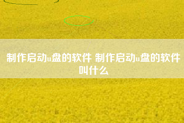 制作启动u盘的软件 制作启动u盘的软件叫什么