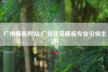 广州模板网站(广州建筑模板专业引领生活)