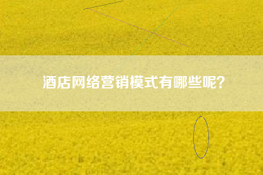 酒店网络营销模式有哪些呢？