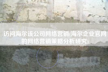 访问海尔该公司网络营销(海尔企业官网的网络营销策略分析研究)