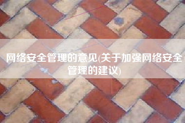 网络安全管理的意见(关于加强网络安全管理的建议)